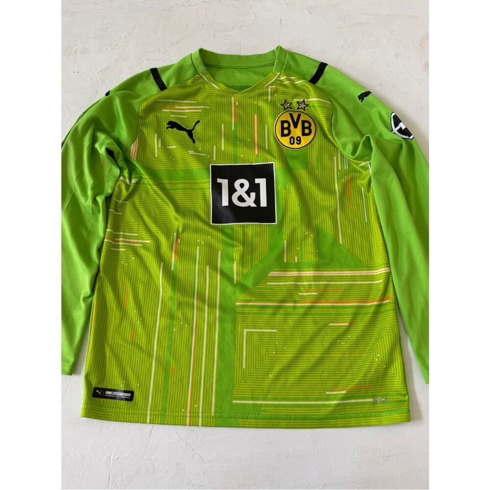 PUMA Borussia Dortmund goalkeeper jersey Green Lime Youth Big Kids Size L